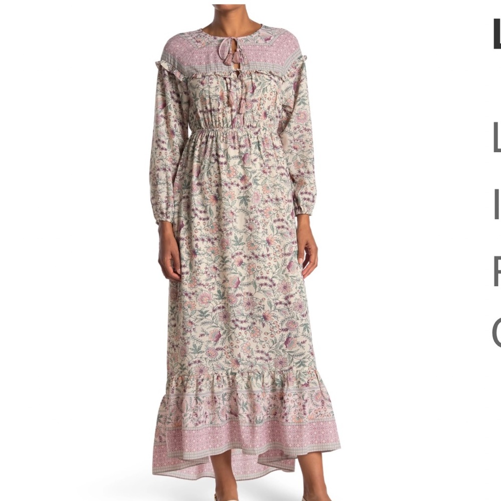 Love Stitch Floral High Low Dress - Pink and Cream